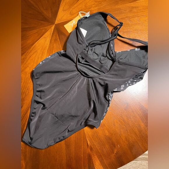 Kona Sol Black & Gray Leopard Print Suit NWT adjustable straps SIZE small - Picture 2 of 6